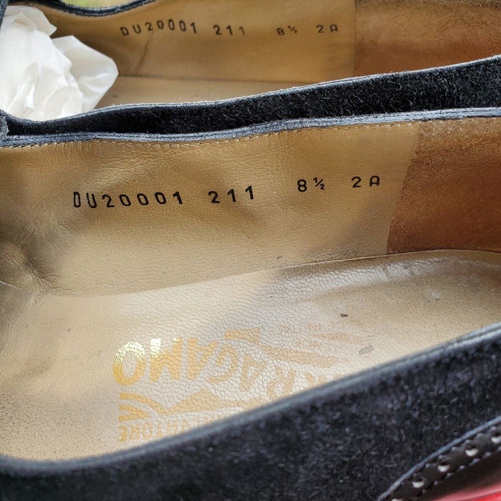 Salvatore Ferragamo Black Leather & Suede Loafers - Picture 13 of 15